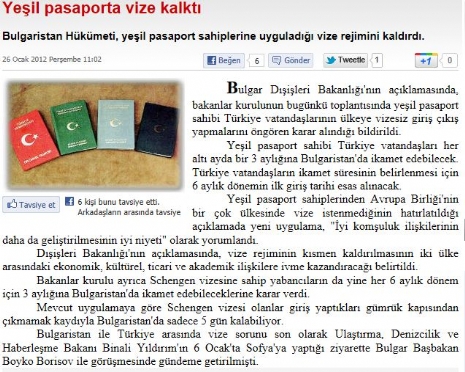 Yeşil Pasaporta Vize Kakltı